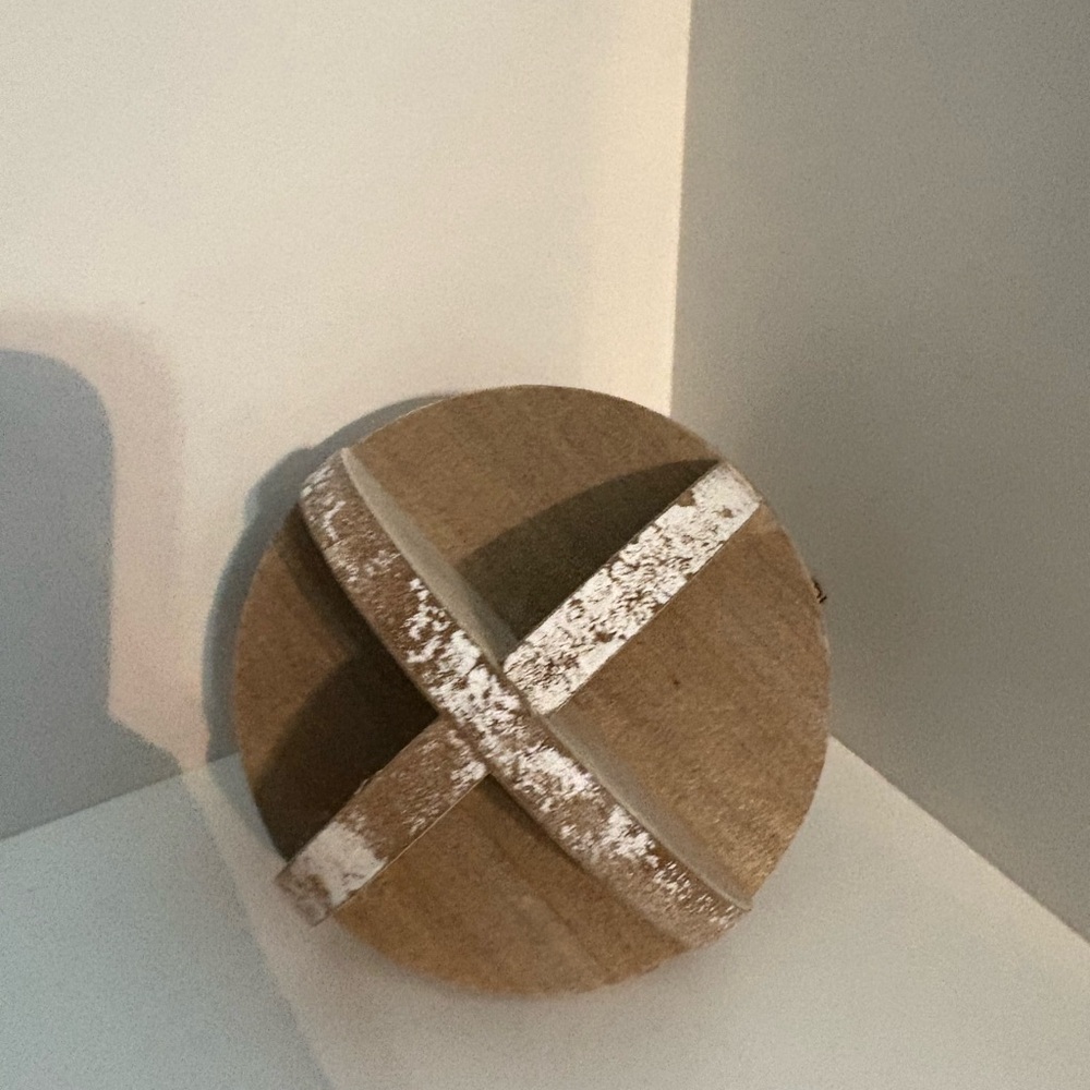 Round Wooden Decor with White Accents